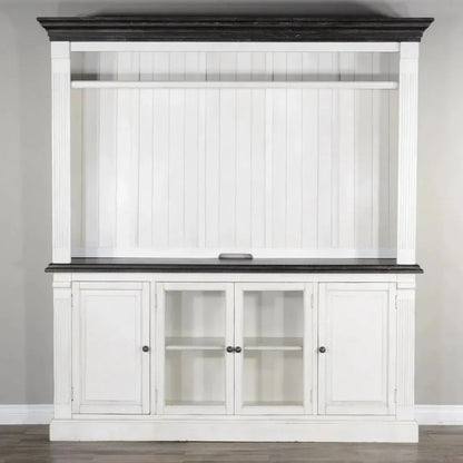 124" Entertainment Wall Unit TV Stand White-Entertainment Wall Unit-Sunny D-LOOMLAN