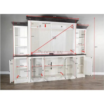 124" Entertainment Wall Unit TV Stand White-Entertainment Wall Unit-Sunny D-LOOMLAN