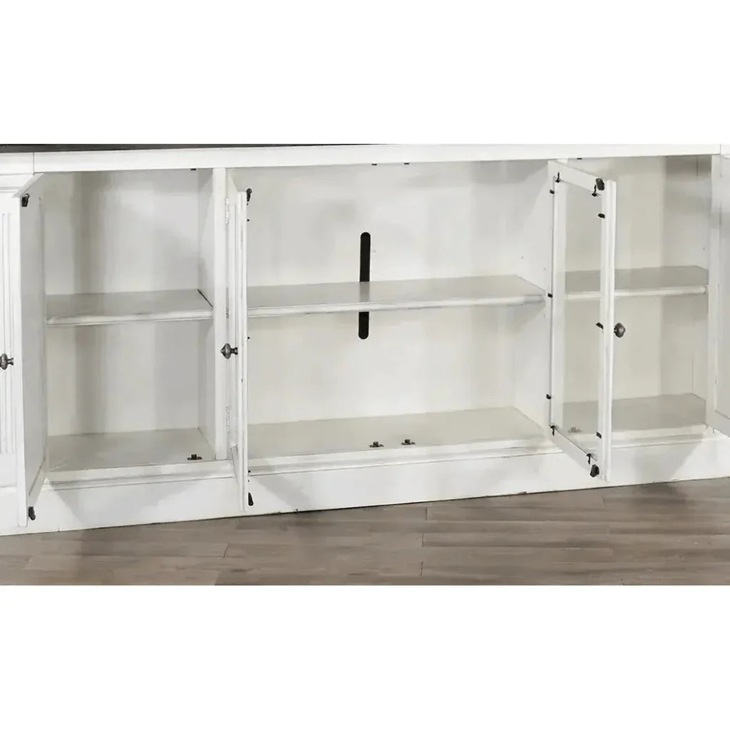 124" Entertainment Wall Unit TV Stand White-Entertainment Wall Unit-Sunny D-LOOMLAN