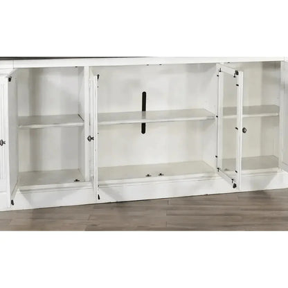 124" Entertainment Wall Unit TV Stand White-Entertainment Wall Unit-Sunny D-LOOMLAN