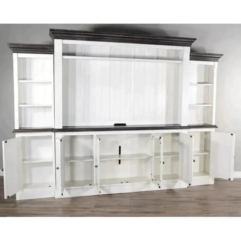 124" Entertainment Wall Unit TV Stand White-Entertainment Wall Unit-Sunny D-LOOMLAN