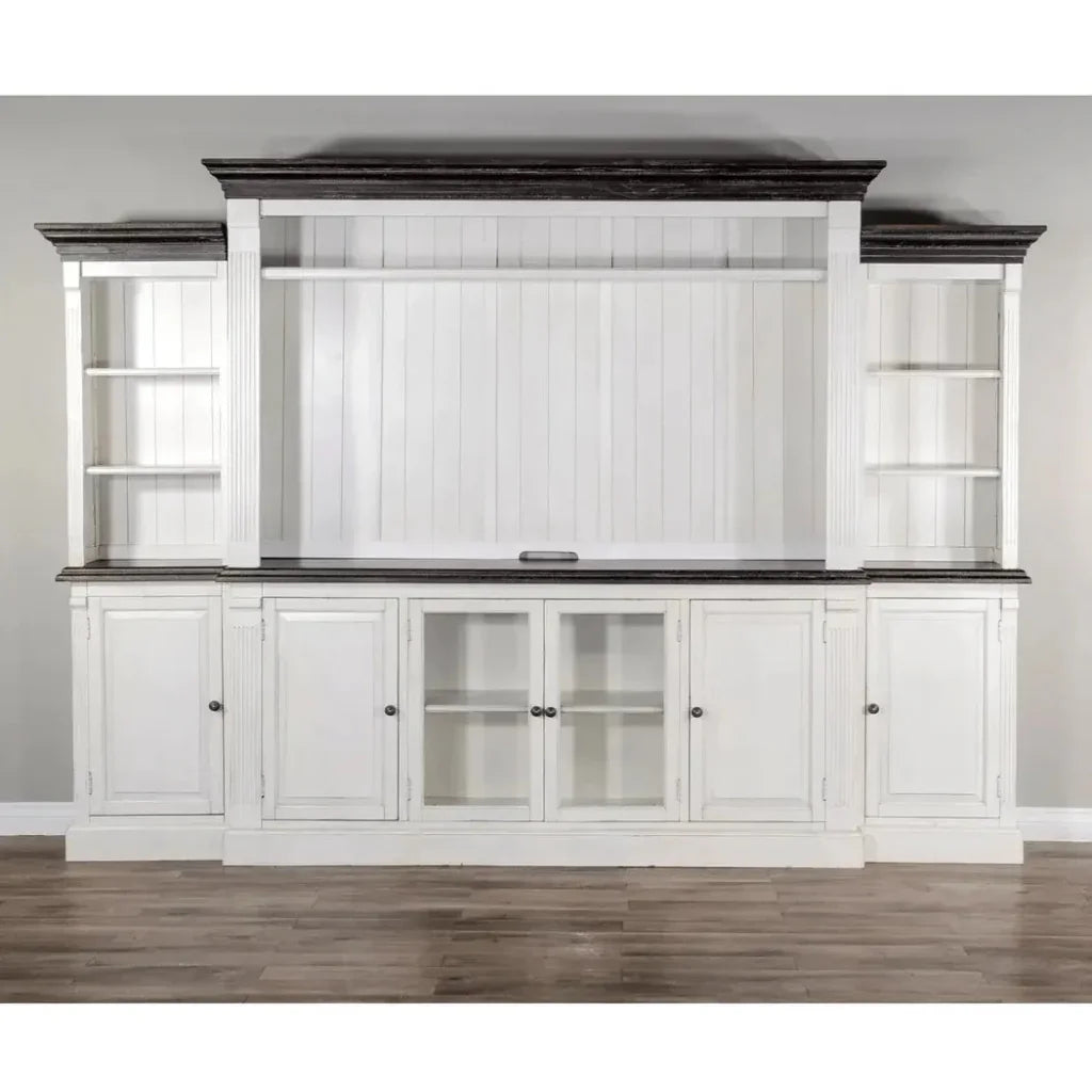 124" Entertainment Wall Unit TV Stand White-Entertainment Wall Unit-Sunny D-LOOMLAN