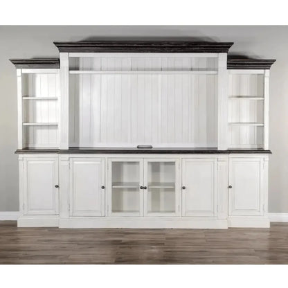 124" Entertainment Wall Unit TV Stand White-Entertainment Wall Unit-Sunny D-LOOMLAN