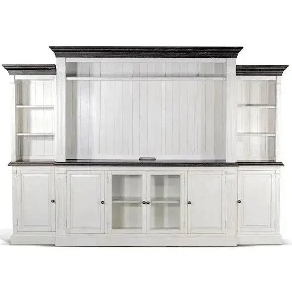 124" Entertainment Wall Unit TV Stand White-Entertainment Wall Unit-Sunny D-LOOMLAN