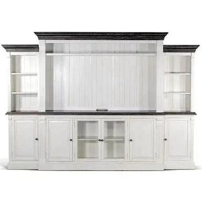124" Entertainment Wall Unit TV Stand White-Entertainment Wall Unit-Sunny D-LOOMLAN