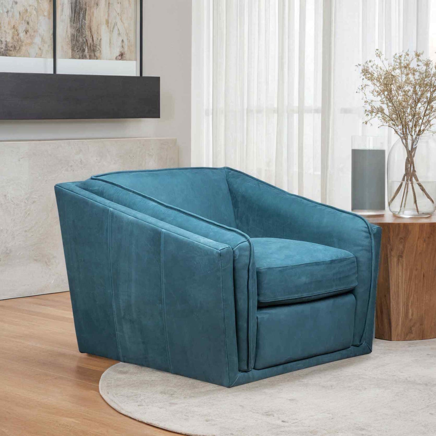 Bleeker Leather Made Swivel Chair