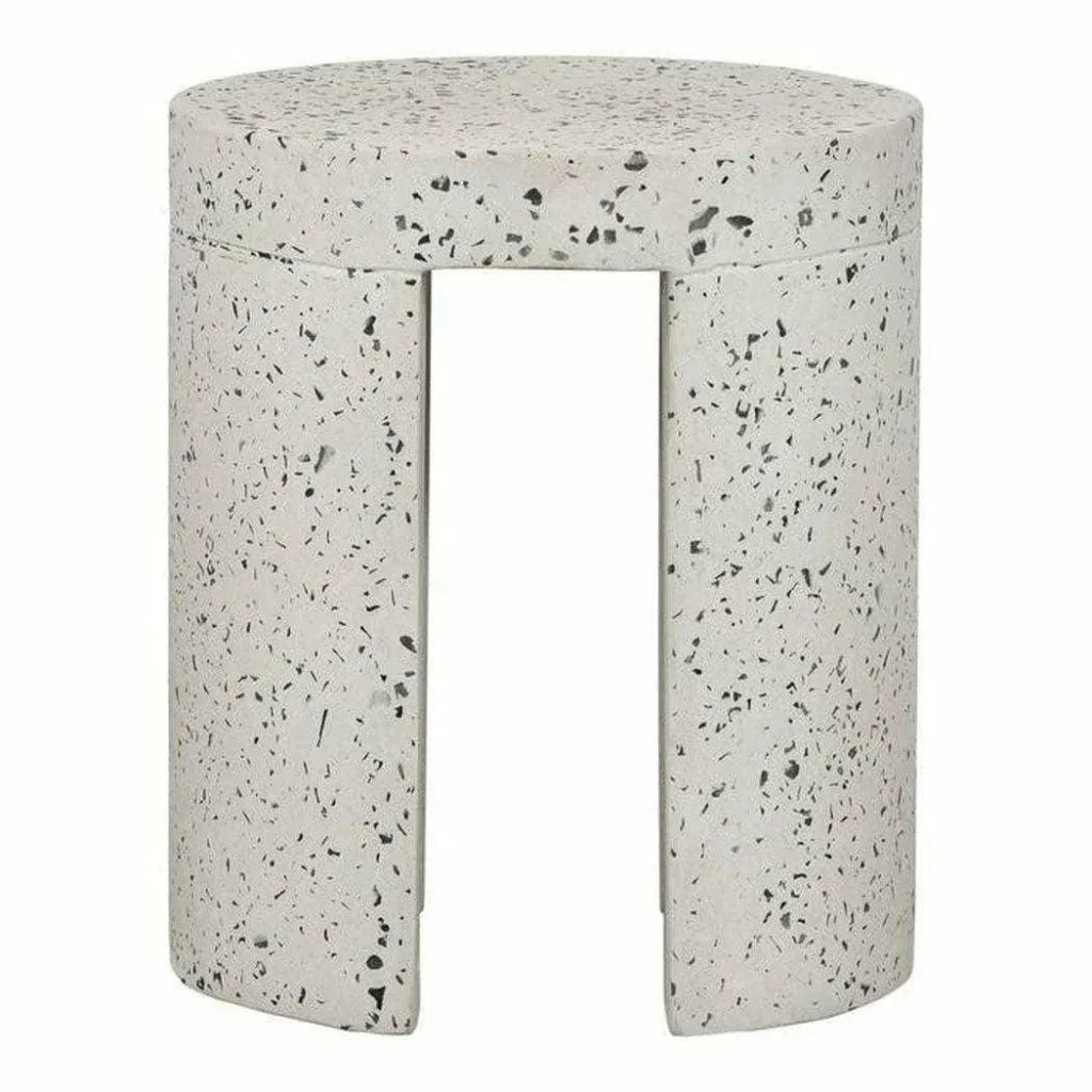 15 Inch Outdoor Stool White Contemporary-Garden Stools-Moe's Home-LOOMLAN