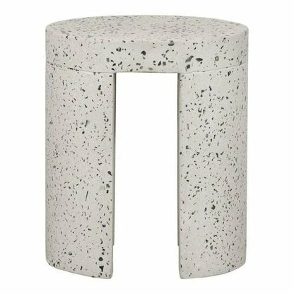 15 Inch Outdoor Stool White Contemporary-Garden Stools-Moe's Home-LOOMLAN