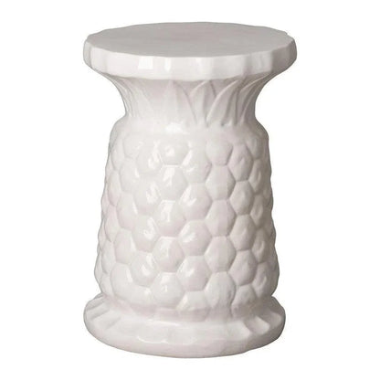 15.5 in. Pineapple White Ceramic Garden Stool-Garden Stools-Emissary-LOOMLAN