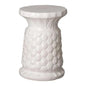 15.5 in. Pineapple White Ceramic Garden Stool-Garden Stools-Emissary-LOOMLAN