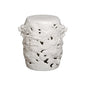 16 in. Dragon White Ceramic Outdoor Garden Stool-Garden Stools-Emissary-LOOMLAN