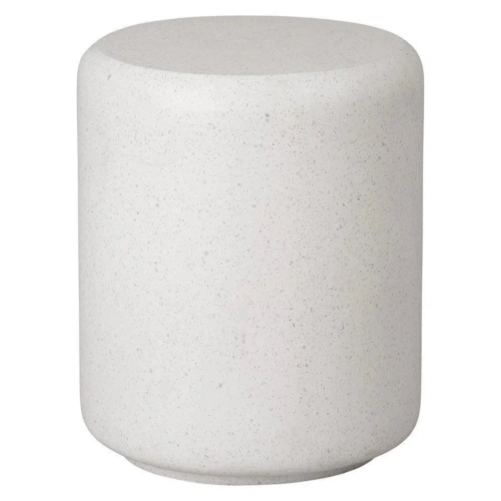 17 in. Caemen Cylinder Terrazzo Garden Stool-Garden Stools-Emissary-White-LOOMLAN