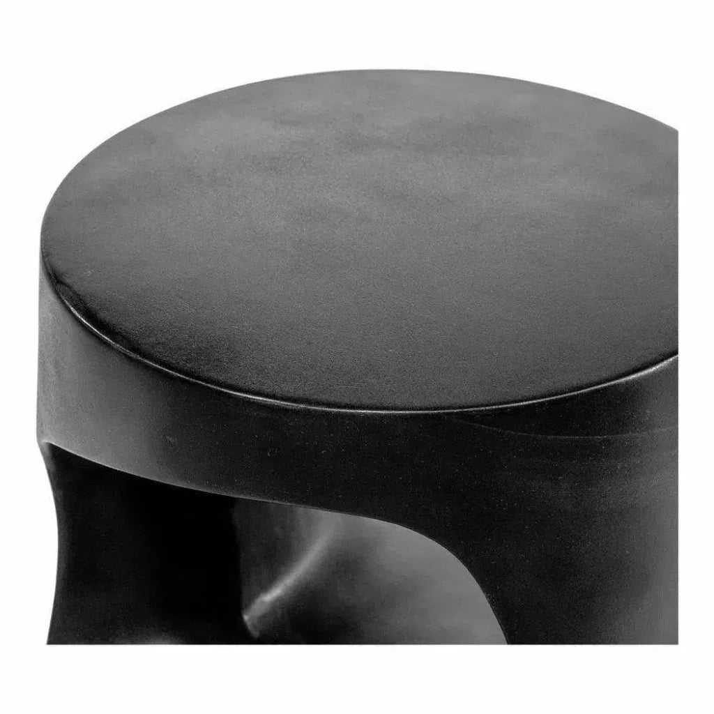 17.75 Inch Outdoor Stool Black Contemporary-Garden Stools-Moe's Home-LOOMLAN