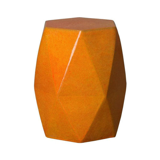 18 in. Brilliant Matrix Ceramic Garden Stool-Garden Stools-Emissary-Bright Orange-LOOMLAN