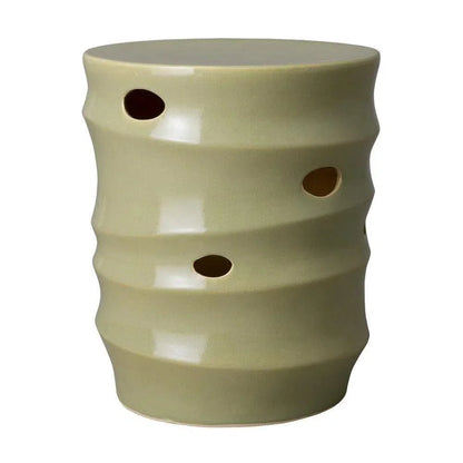 18 in. Caterpillar Green Ceramic Outdoor Garden Stool-Garden Stools-Emissary-LOOMLAN