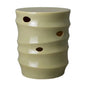 18 in. Caterpillar Green Ceramic Outdoor Garden Stool-Garden Stools-Emissary-LOOMLAN