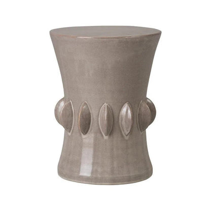 18 in. Jewel Ceramic Outdoor Garden Stool-Garden Stools-Emissary-Light Gray-LOOMLAN