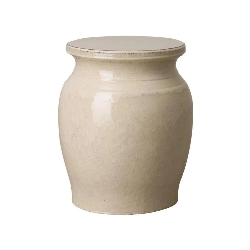 18 in. Koji Ceramic Outdoor Garden Stool Side Table-Garden Stools-Emissary-Cream-LOOMLAN
