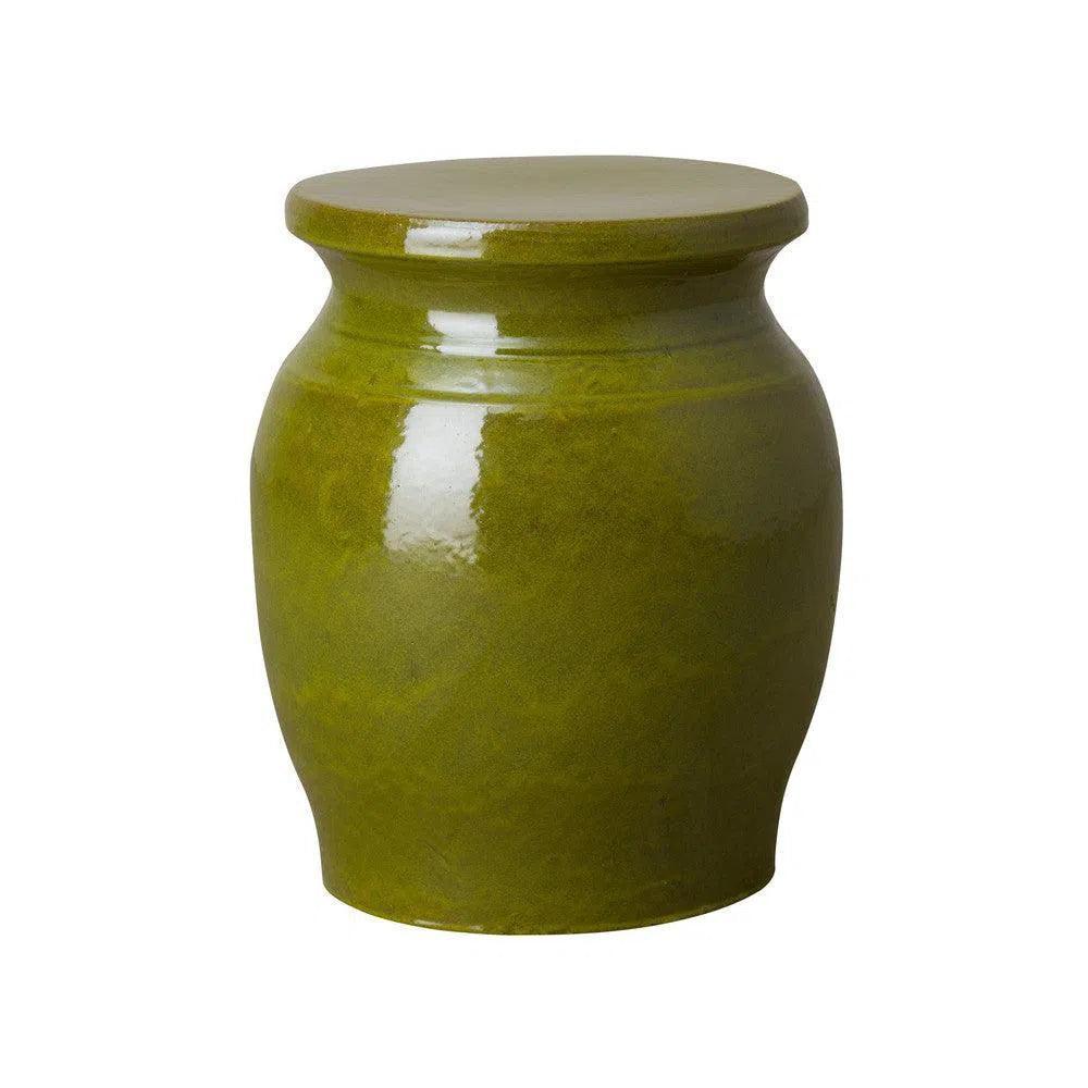 18 in. Koji Ceramic Outdoor Garden Stool Side Table-Garden Stools-Emissary-Green-LOOMLAN