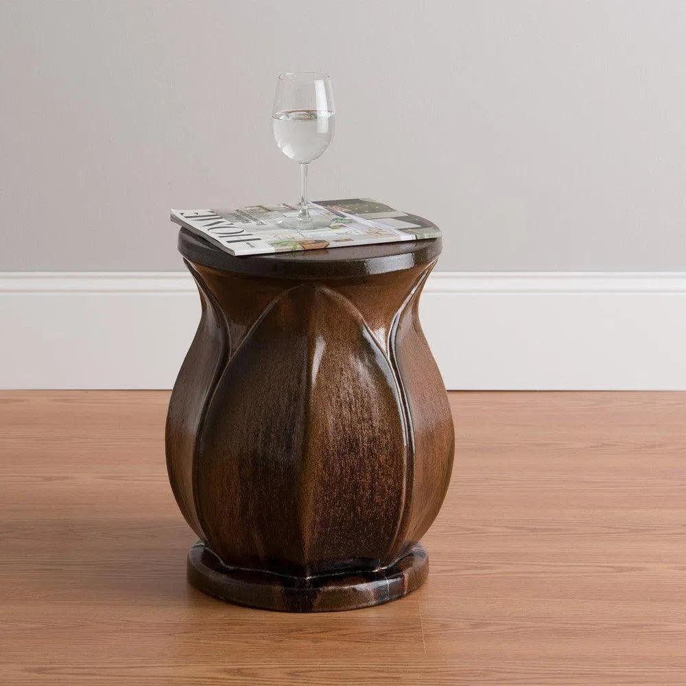 18 in. Lotus Ceramic Outdoor Garden Stool-Garden Stools-Emissary-LOOMLAN