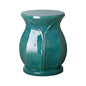 18 in. Lotus Ceramic Outdoor Garden Stool-Garden Stools-Emissary-Teal-LOOMLAN
