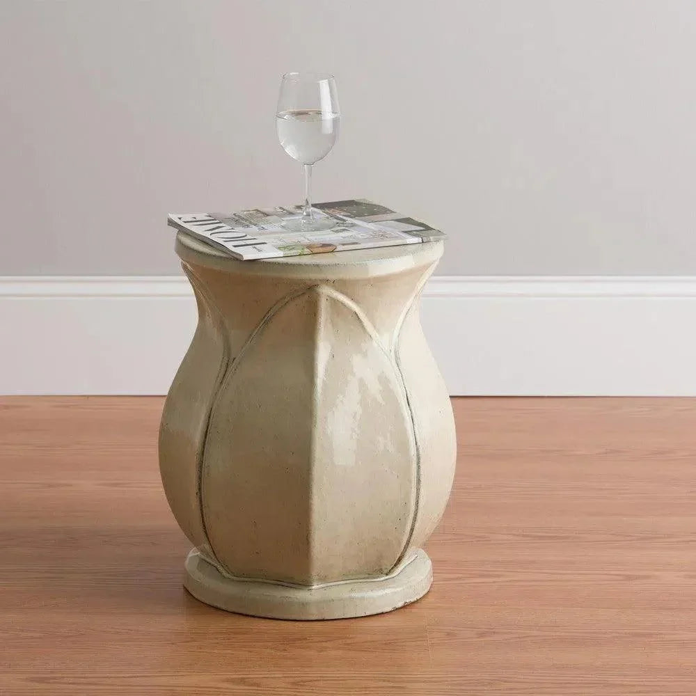 18 in. Lotus Ceramic Outdoor Garden Stool-Garden Stools-Emissary-LOOMLAN