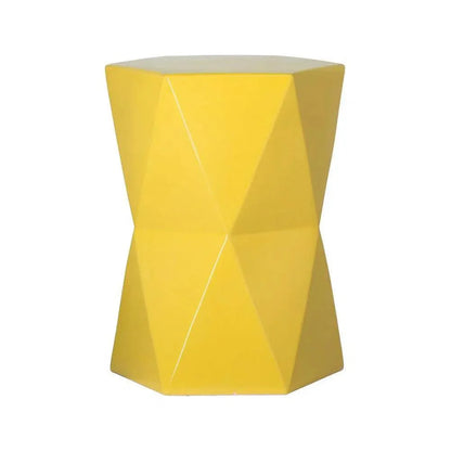 18 in. Matrix Hexagon Ceramic Outdoor Garden Stool-Garden Stools-Emissary-Yellow-LOOMLAN