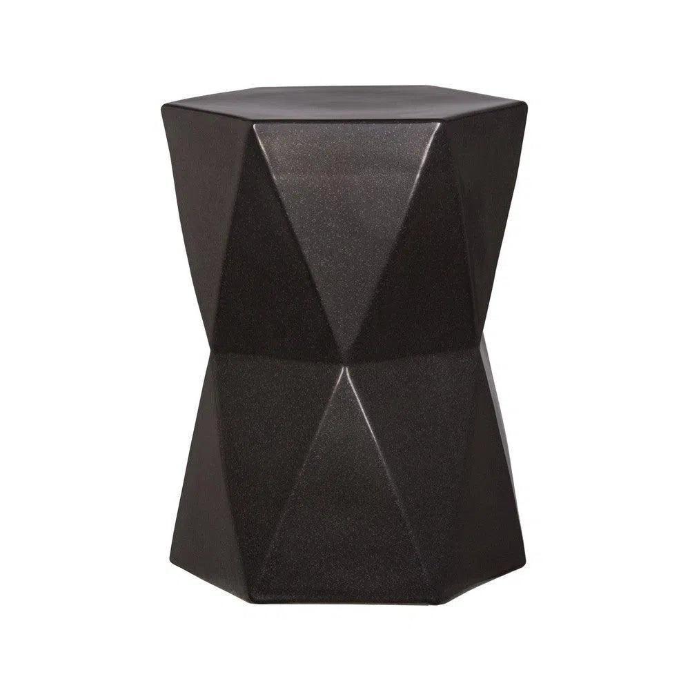 18 in. Matrix Hexagon Ceramic Outdoor Garden Stool-Garden Stools-Emissary-Gunmetal-LOOMLAN