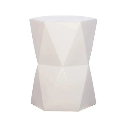 18 in. Matrix Hexagon Ceramic Outdoor Garden Stool-Garden Stools-Emissary-White-LOOMLAN