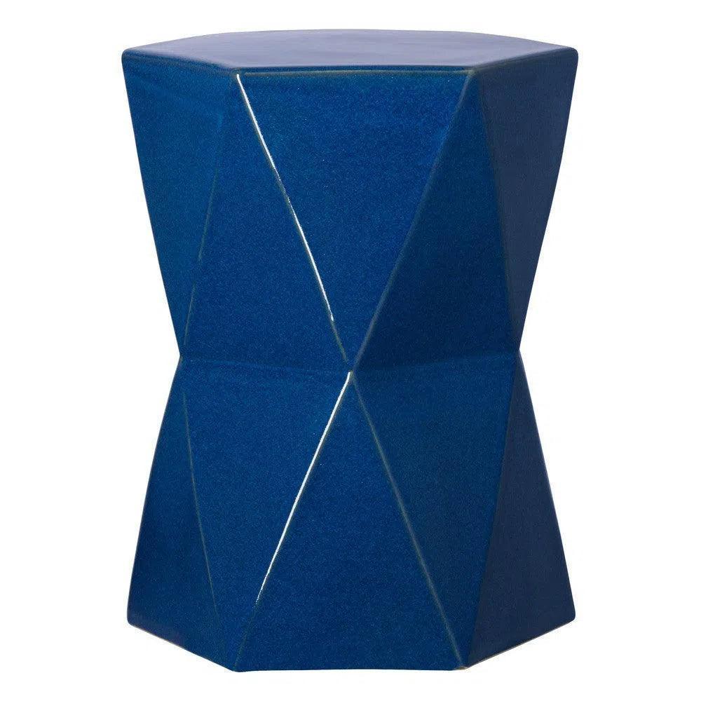 18 in. Matrix Hexagon Ceramic Outdoor Garden Stool-Garden Stools-Emissary-LOOMLAN