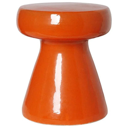 18 in. Mushroom Ceramic Outdoor Garden Stool-Garden Stools-Emissary-Burnt Orange-LOOMLAN