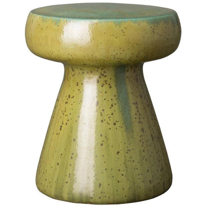 18 in. Mushroom Ceramic Outdoor Garden Stool-Garden Stools-Emissary-Moss-LOOMLAN