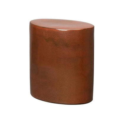 18 in. Oval Ceramic Outdoor Garden Stool-Garden Stools-Emissary-Copper-LOOMLAN