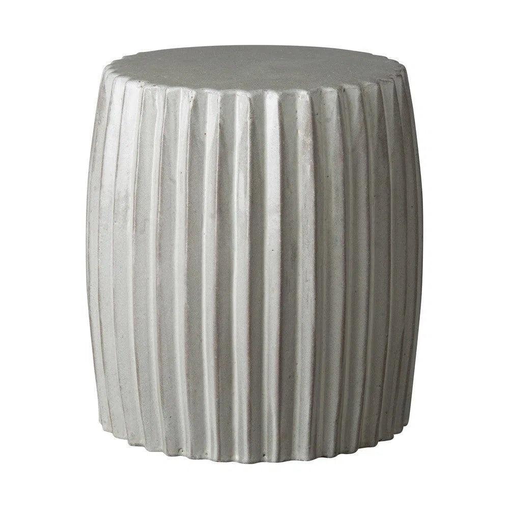 18 in. Pleated Ceramic Outdoor Garden Stool-Garden Stools-Emissary-Gray-LOOMLAN