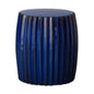 18 in. Pleated Ceramic Outdoor Garden Stool-Garden Stools-Emissary-Blue-LOOMLAN
