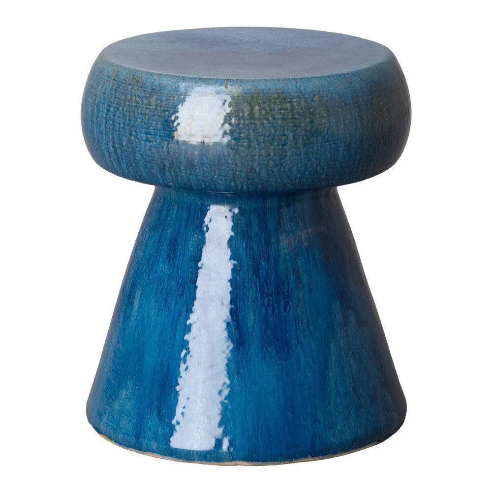 18 in. Portobello Ceramic Outdoor Garden Stool Outdoor-Garden Stools-Emissary-Marine Blue-LOOMLAN