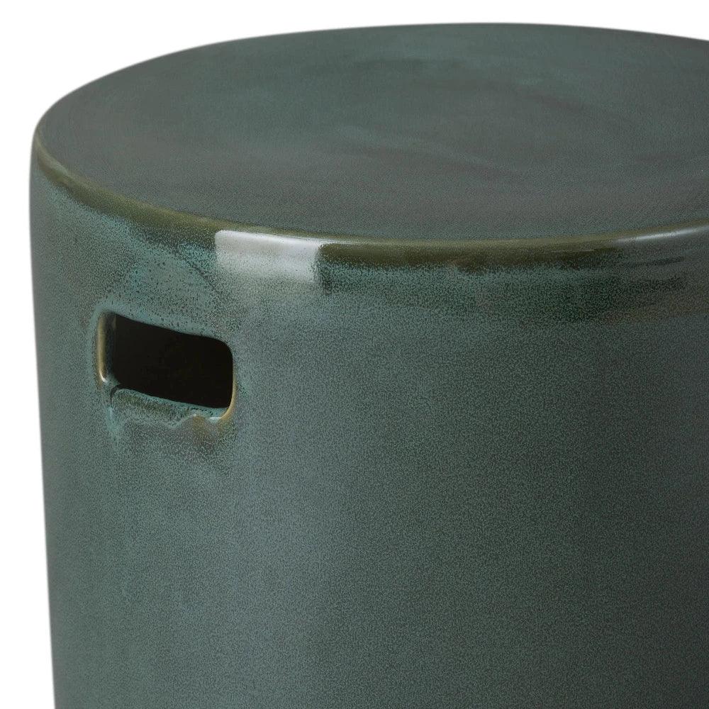 18 in. Round White Ceramic Outdoor Garden Stool-Garden Stools-Emissary-LOOMLAN