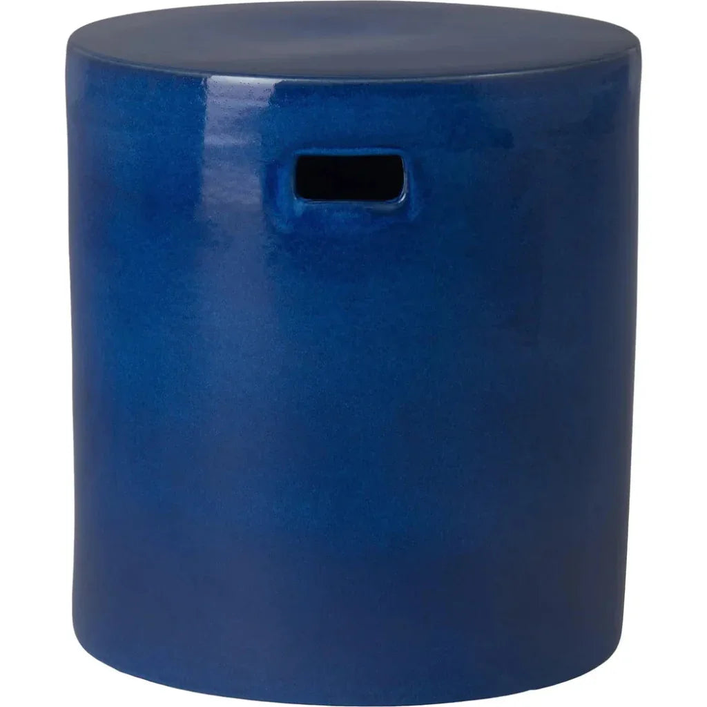 18 in. Round White Ceramic Outdoor Garden Stool-Garden Stools-Emissary-Blue-LOOMLAN