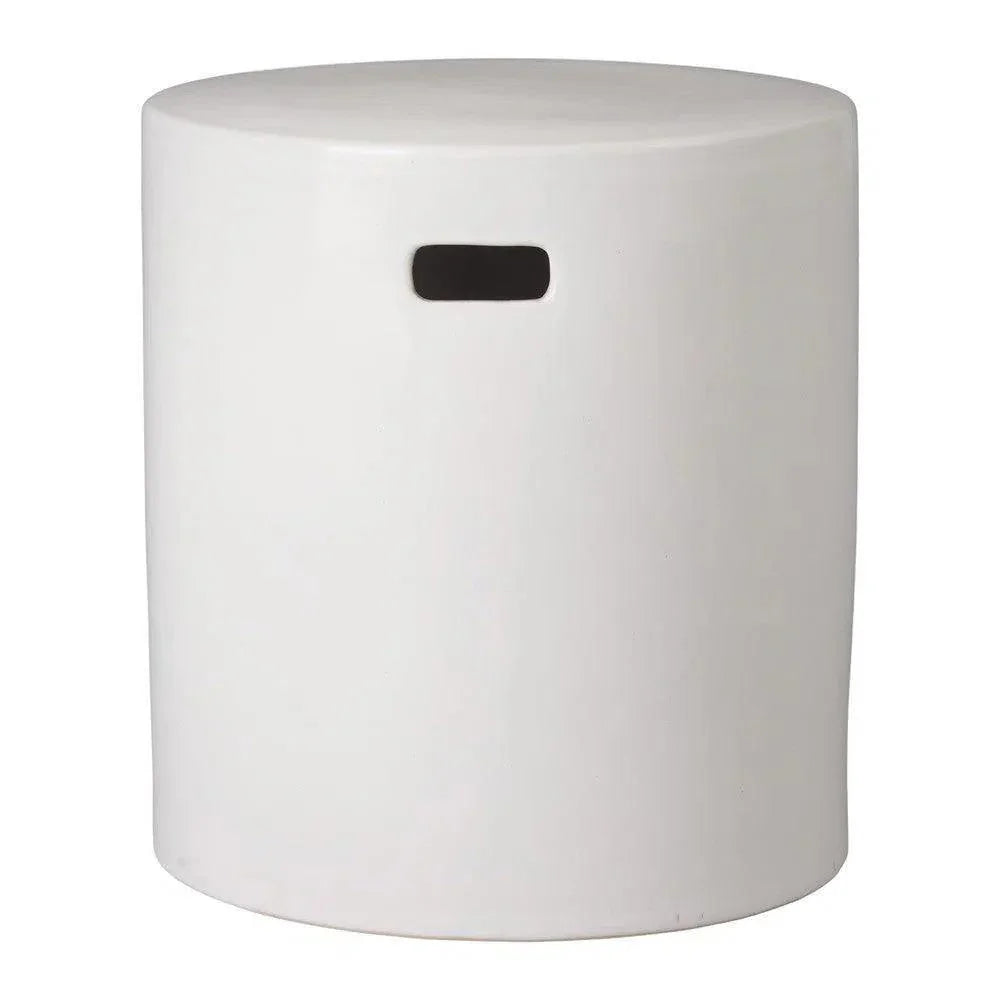18 in. Round White Ceramic Outdoor Garden Stool-Garden Stools-Emissary-White-LOOMLAN