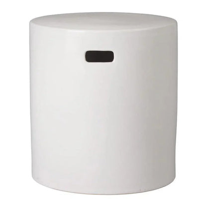 18 in. Round White Ceramic Outdoor Garden Stool-Garden Stools-Emissary-White-LOOMLAN