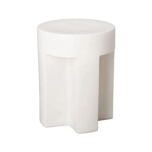 18 in. TX Ceramic Outdoor Garden Stool-Garden Stools-Emissary-White-LOOMLAN