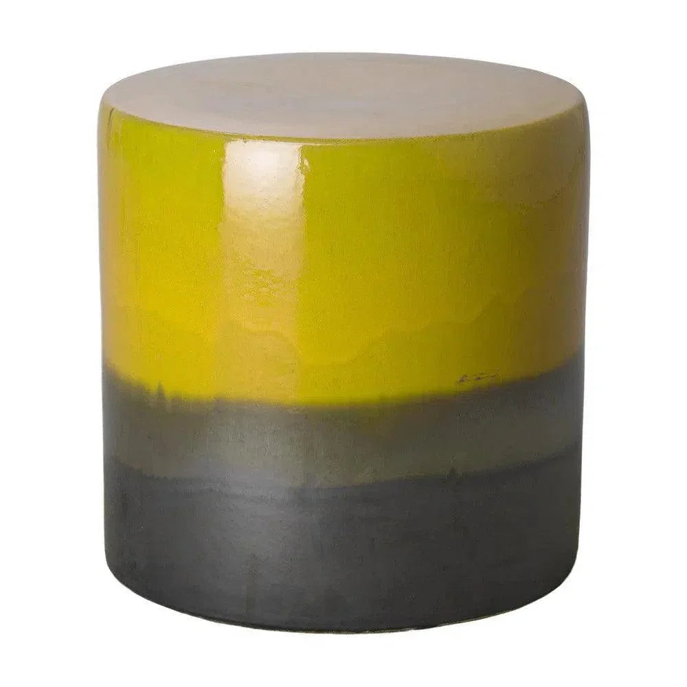 18 in. Wide Two-Tone Ceramic Outdoor Garden Stool-Garden Stools-Emissary-Mustard Yellow-LOOMLAN