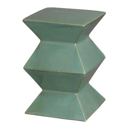 18 in. Zigzag Outdoor Decorative Garden Stool-Garden Stools-Emissary-Green-LOOMLAN