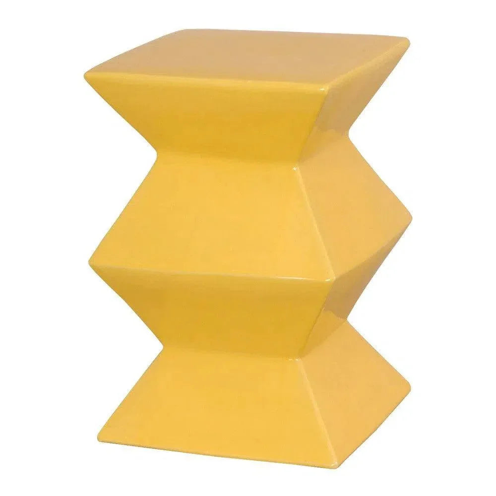 18 in. Zigzag Outdoor Decorative Garden Stool-Garden Stools-Emissary-Sun Yellow-LOOMLAN
