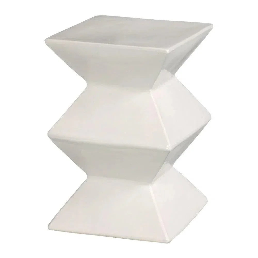 18 in. Zigzag Outdoor Decorative Garden Stool-Garden Stools-Emissary-White-LOOMLAN
