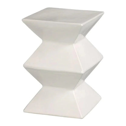18 in. Zigzag Outdoor Decorative Garden Stool-Garden Stools-Emissary-White-LOOMLAN