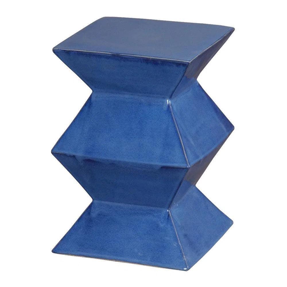 18 in. Zigzag Outdoor Decorative Garden Stool-Garden Stools-Emissary-Blue-LOOMLAN