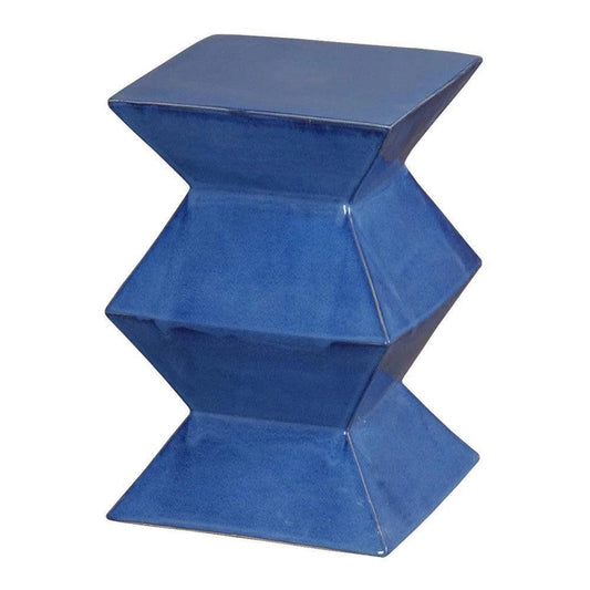 18 in. Zigzag Outdoor Decorative Garden Stool-Garden Stools-Emissary-Blue-LOOMLAN
