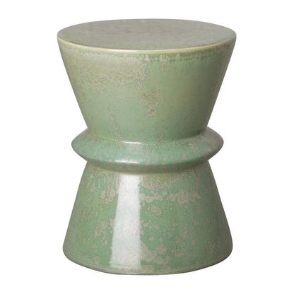 18 in. Zip Ceramic Outdoor Garden Stool-Garden Stools-Emissary-Green Speckle-LOOMLAN
