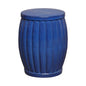 18.5 in. Fluted Ceramic Outdoor Garden Stool-Garden Stools-Emissary-Blue-LOOMLAN